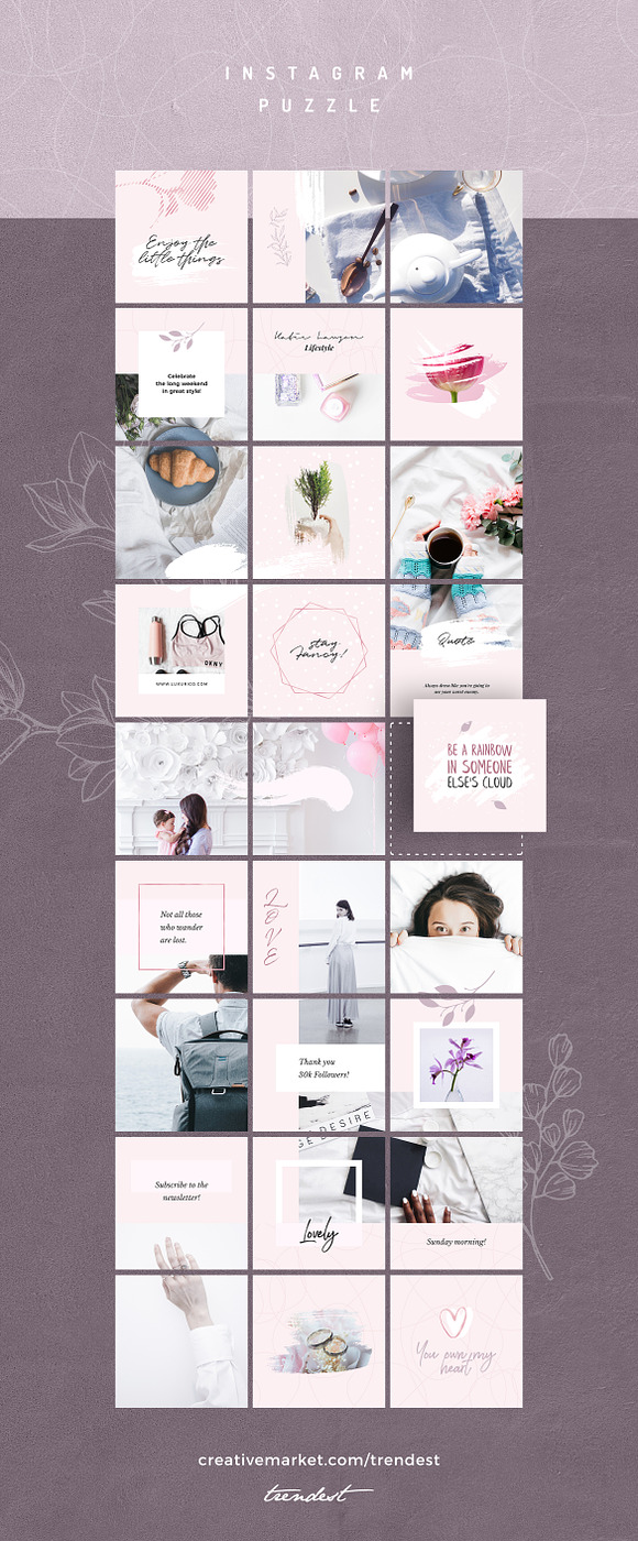 Rosegold Instagram Puzzle in Instagram Templates - product preview 4
