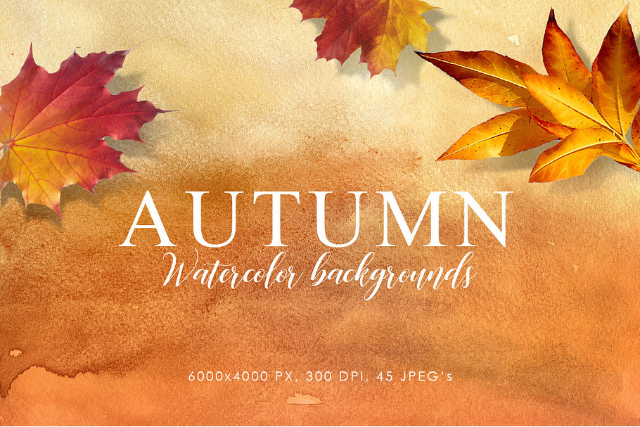 Autumn Watercolor Backgrounds in Textures - product preview 8