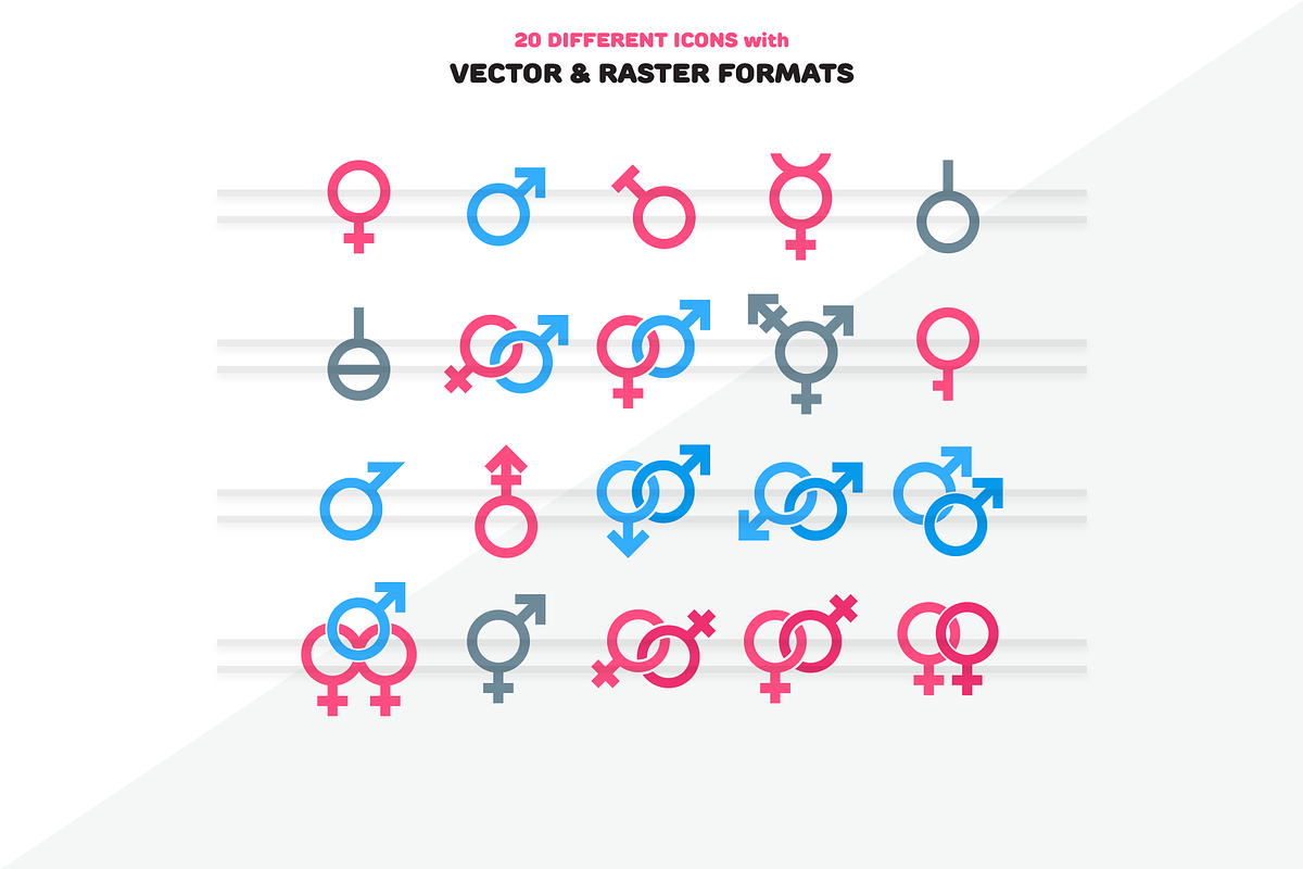 Gender Icons in Heart Emoticons - product preview 8