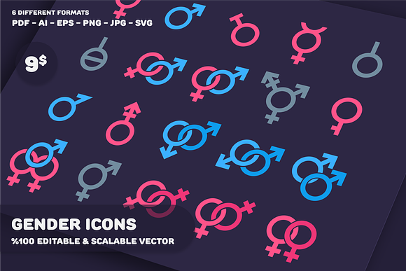 Gender Icons in Heart Emoticons - product preview 2