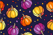 Autumn seamless pattern. Pumpkins