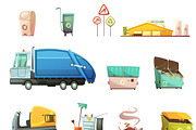 Garbage sorting and recycling icons