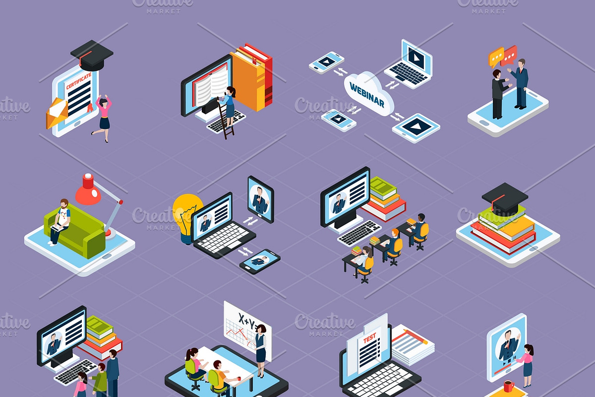 Webinar podcasting isometric icons in Icons - product preview 8