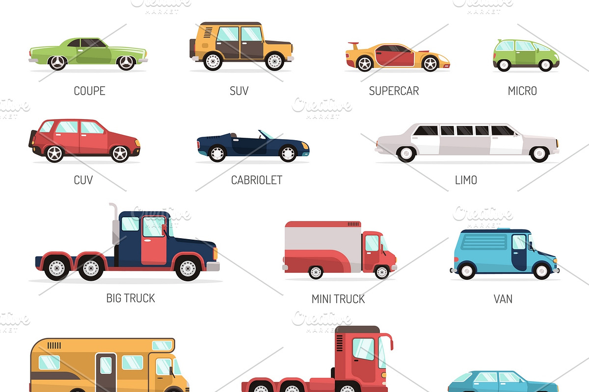 Collection of different car models in Icons - product preview 8