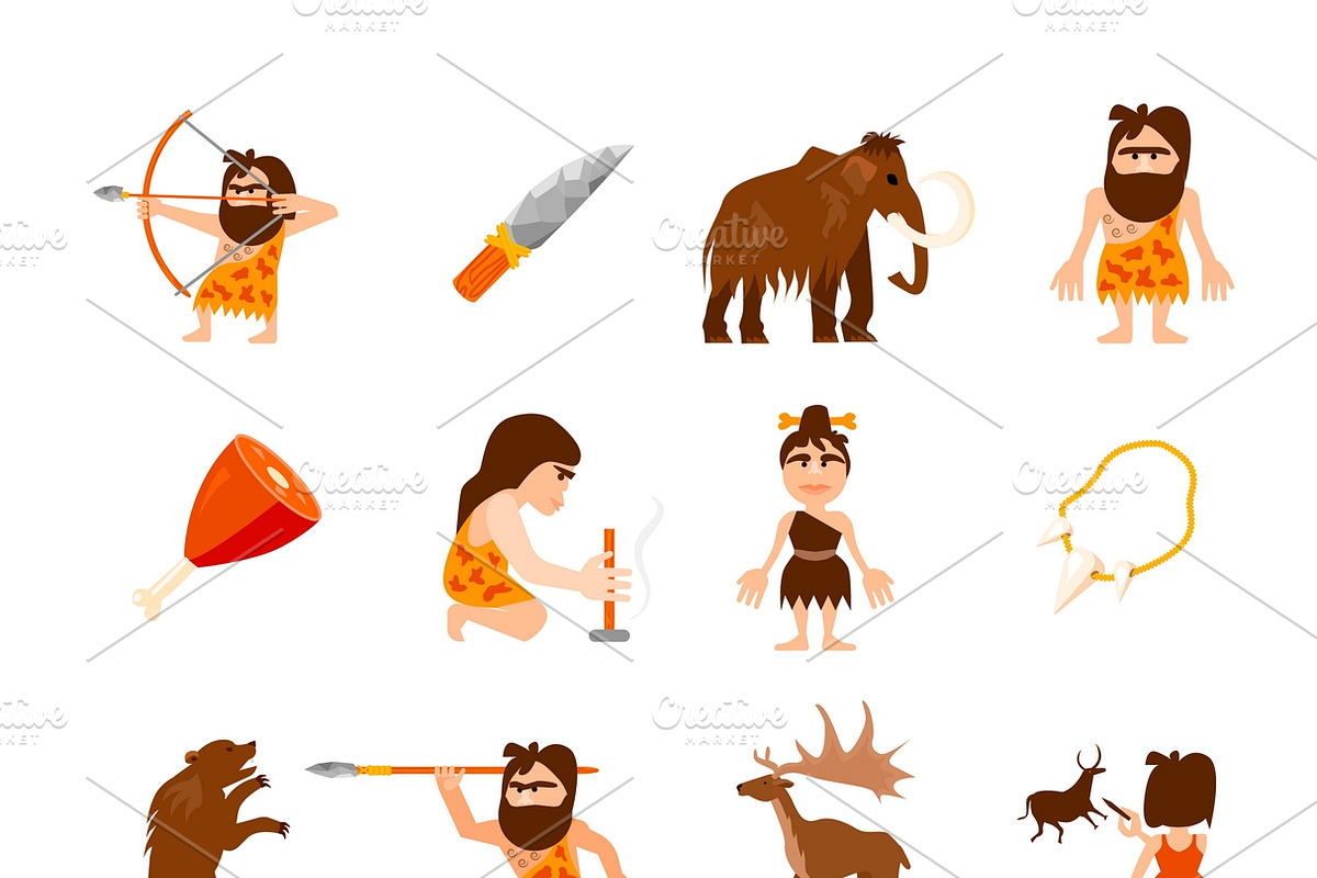 Stone age icons set in Icons - product preview 8