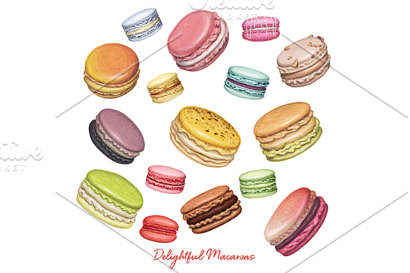 Delicious macarons. Handdrawn vector in Illustrations - product preview 1
