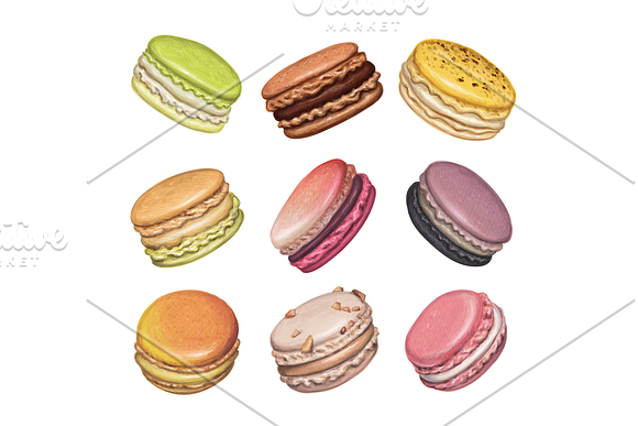 Delicious macarons. Handdrawn vector in Illustrations - product preview 2