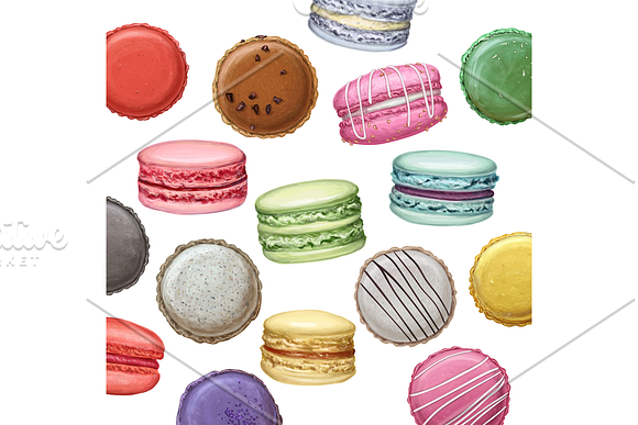 Delicious macarons. Handdrawn vector in Illustrations - product preview 3