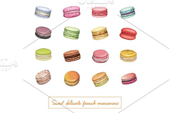 Delicious macarons. Handdrawn vector in Illustrations - product preview 4
