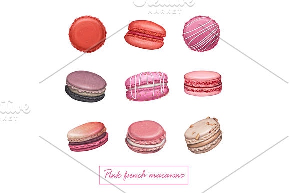 Delicious macarons. Handdrawn vector in Illustrations - product preview 6