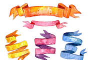 Watercolor vintage ribbon set