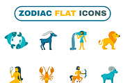 Zodiac constellation icon flat set