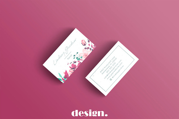 Floral Business Card Template in Business Card Templates - product preview 2