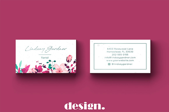 Floral Business Card Template in Business Card Templates - product preview 3