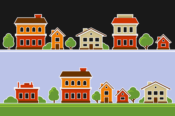 City Building Flat Style Icons Set in Objects - product preview 3