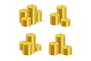 Stacks of Gold Coins Set