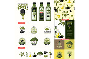 olive cartoon set. black and green
