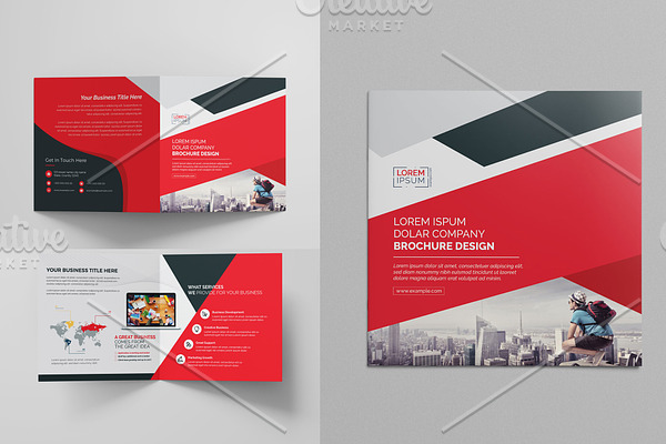 Red Square Bi Fold Brochure