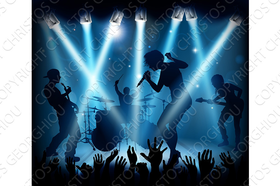 Music Concert Band Stage Silhouettes in Textures - product preview 8