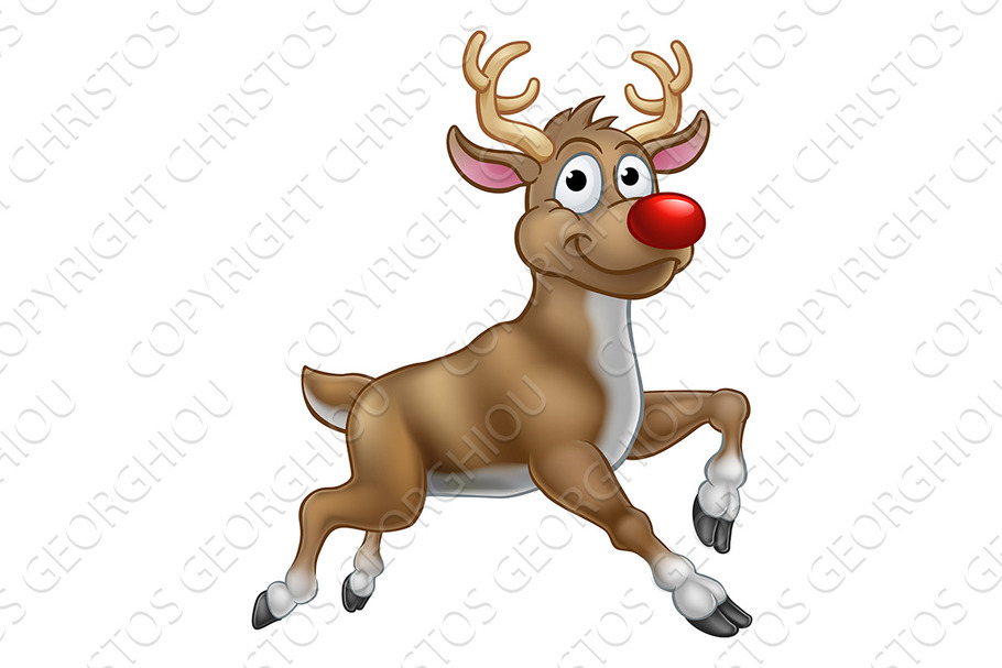 Reindeer Christmas Cartoon Character in Illustrations - product preview 8