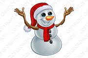 Snowman Christmas Santa Hat Cartoon