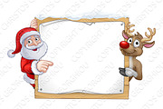 Santa and Reindeer Christmas Cartoon