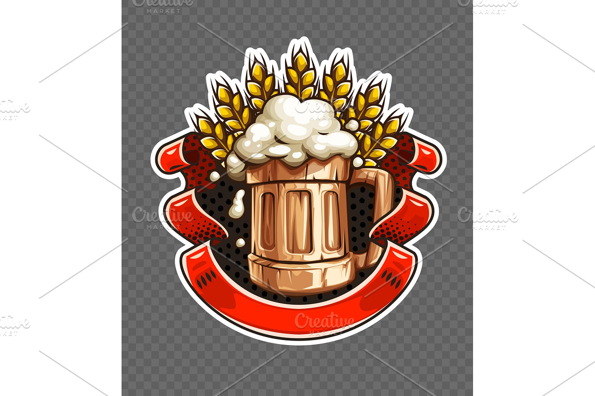 Sticker of wooden Beer mug in Illustrations - product preview 8
