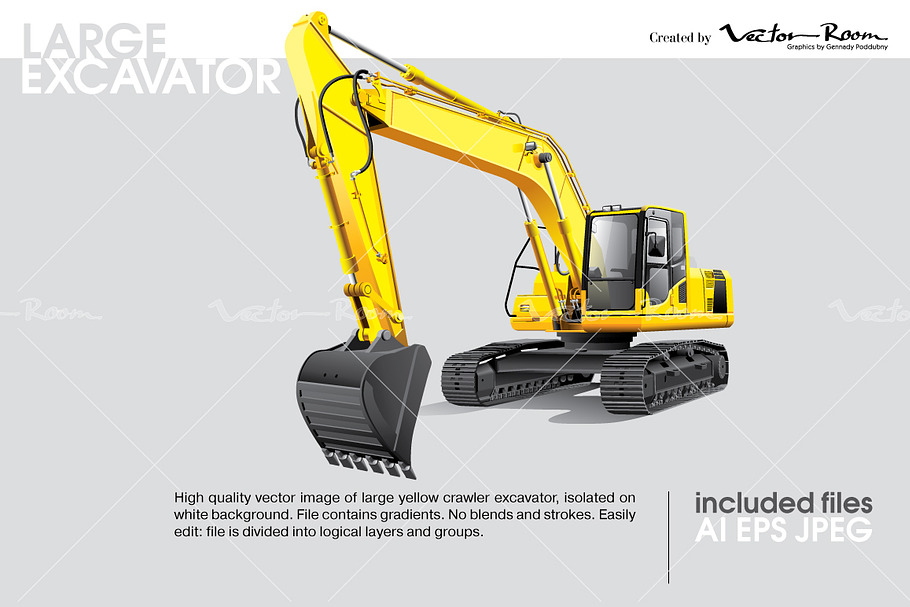 Large Excavator in Illustrations - product preview 8
