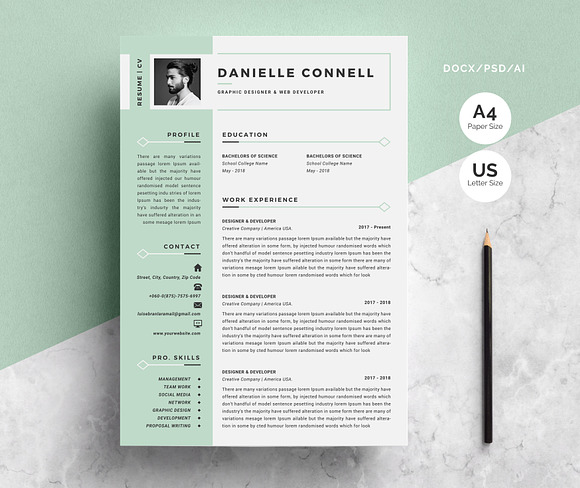 Word Resume Template & Cover Letter in Letter Templates - product preview 4