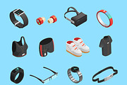 Wearable technology isometric icons