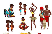 African tribal clothing icons set