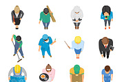 Professions top view icons set