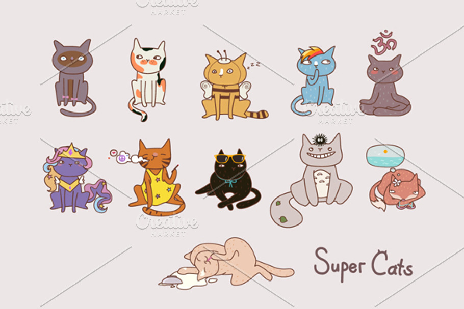 Super cats in Illustrations - product preview 8