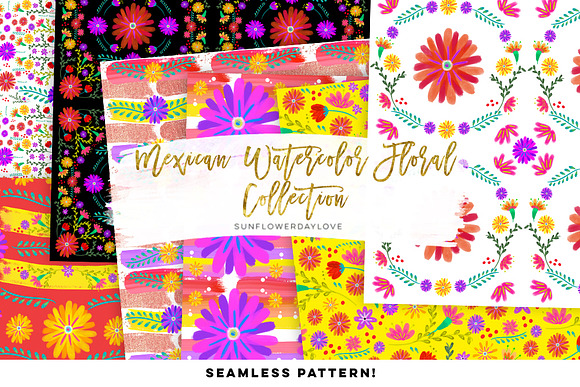 Mexican Watercolor Floral in Illustrations - product preview 1