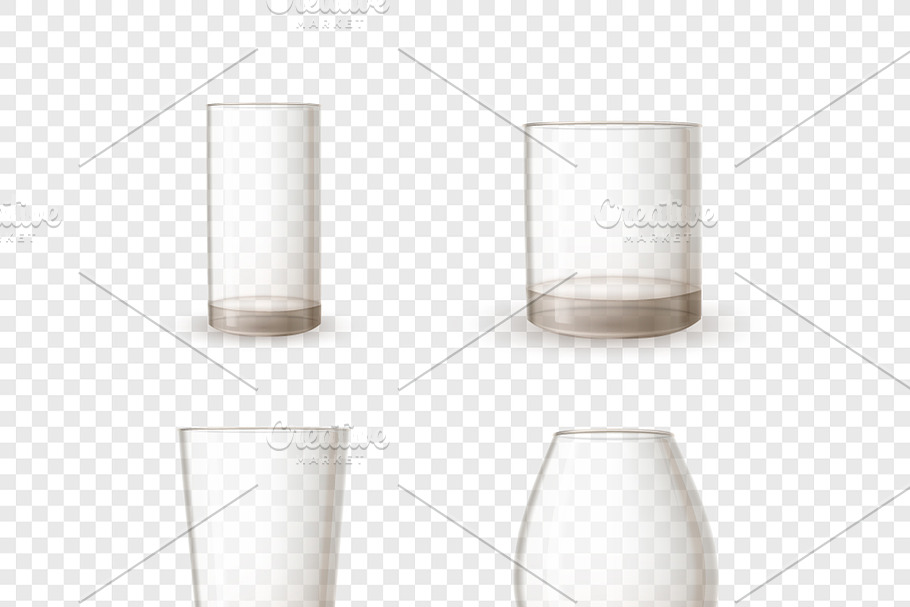 Empty realistic glossy glasses in Objects - product preview 8