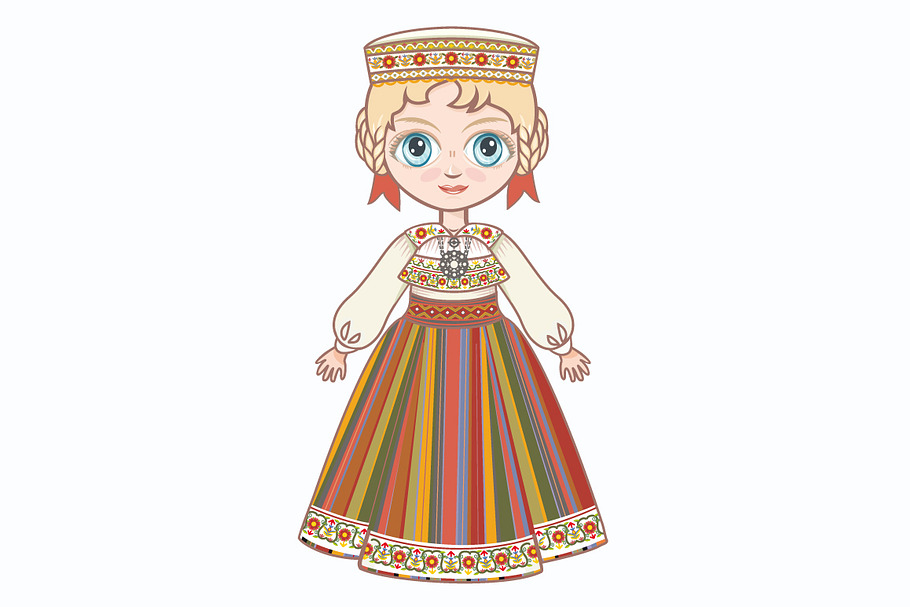 The girl in Estonian dress.