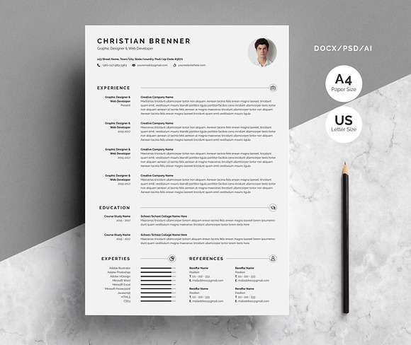 Clean Resume/CV With Cover Letter in Letter Templates - product preview 2
