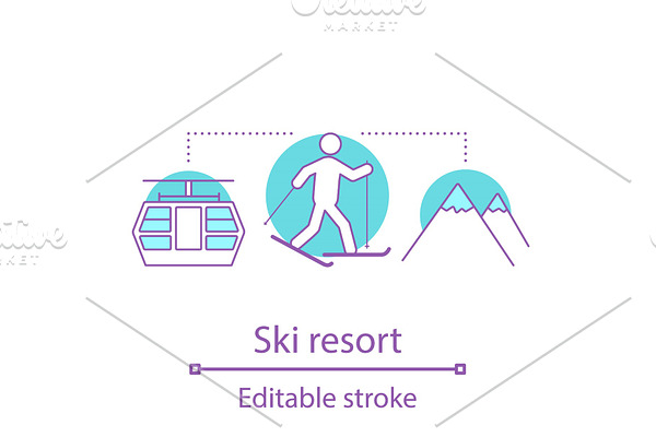 Ski resort concept icon