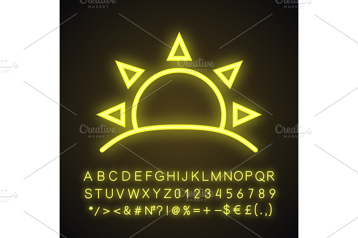 Rising sun neon light icon in Neon Icons - product preview 8