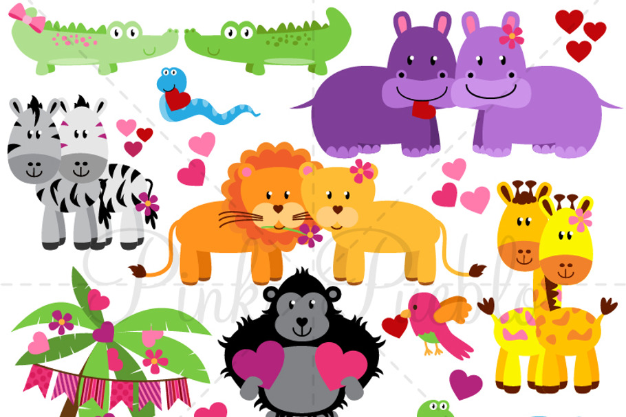 Valentine's Day Zoo & Jungle Animals
