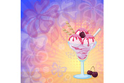 Ice Cream and Cherries on Abstract