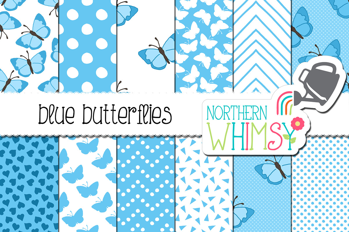 Blue Butterfly Patterns in Patterns - product preview 8