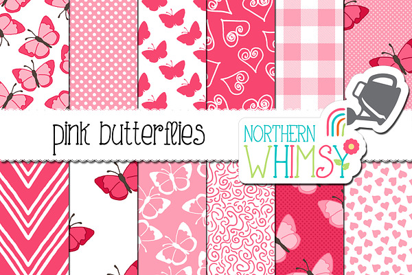 Pink Butterfly Seamless Patterns