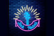 Vintage rock festival emblem glowing