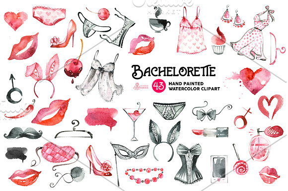 Bachelorette Watercolor in Illustrations - product preview 1