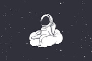 astronaut sits on cloud