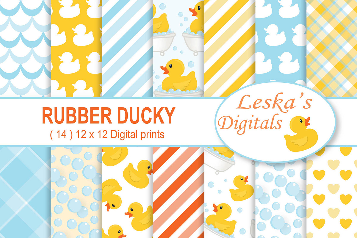 Rubber Duck Digital Scrapbook Paper in Patterns - product preview 8