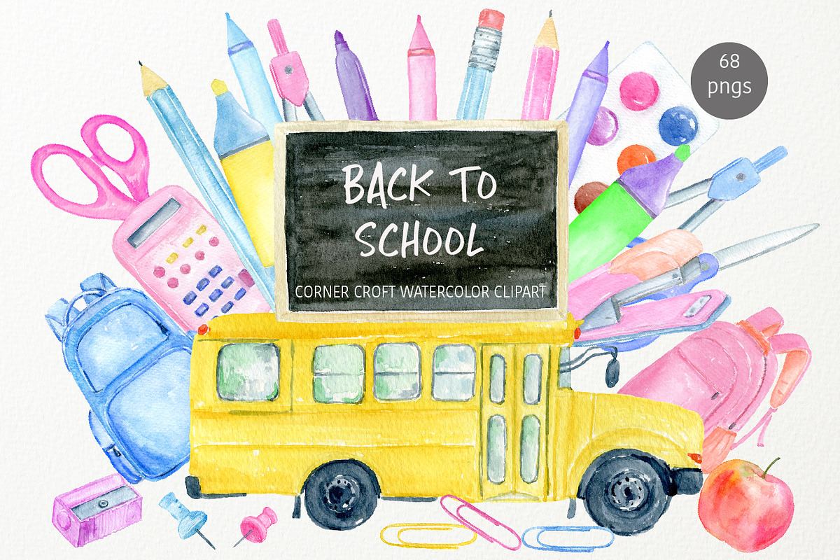 Back to school clipart in Illustrations - product preview 8
