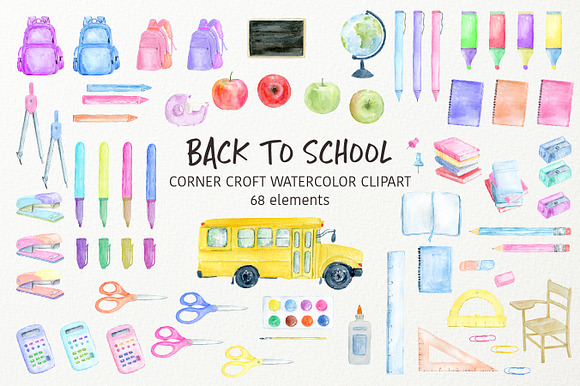 Back to school clipart in Illustrations - product preview 1