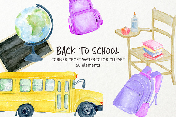 Back to school clipart in Illustrations - product preview 3